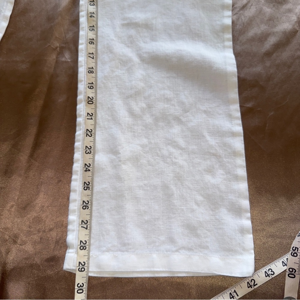 Ellen Tracy New White Linen Pants Drawstring Wide Leg Timeless Classic Medium - Picture 11 of 14